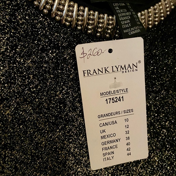 Black knee length dress with gold asymmetrical overlay - Picture 3 of 3